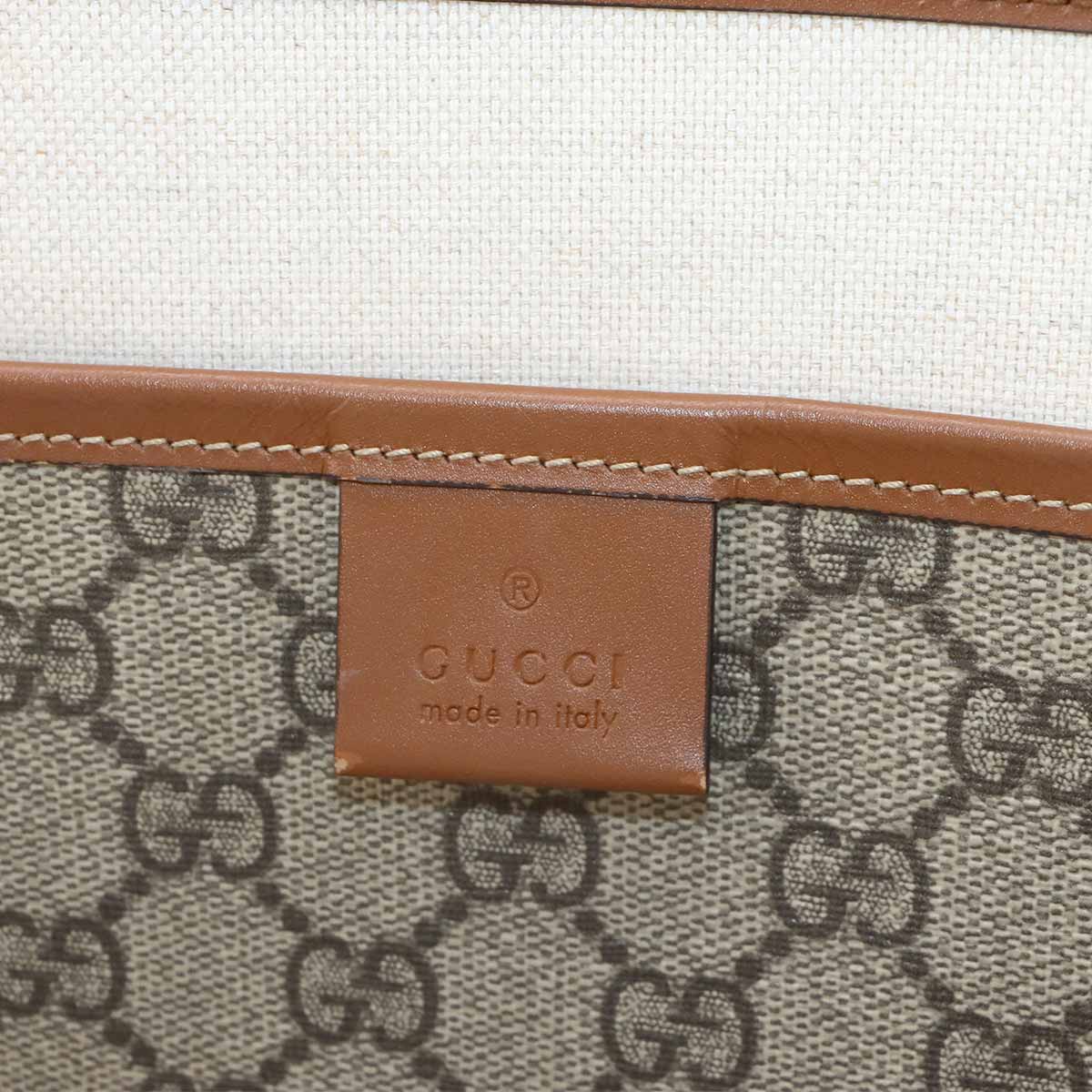 GG Supreme Tote Bag PVC Leather Beige Brown 211134 Purse