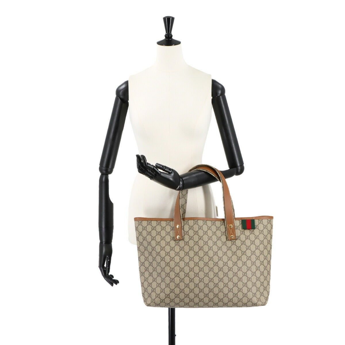 GG Supreme Tote Bag PVC Leather Beige Brown 211134 Purse