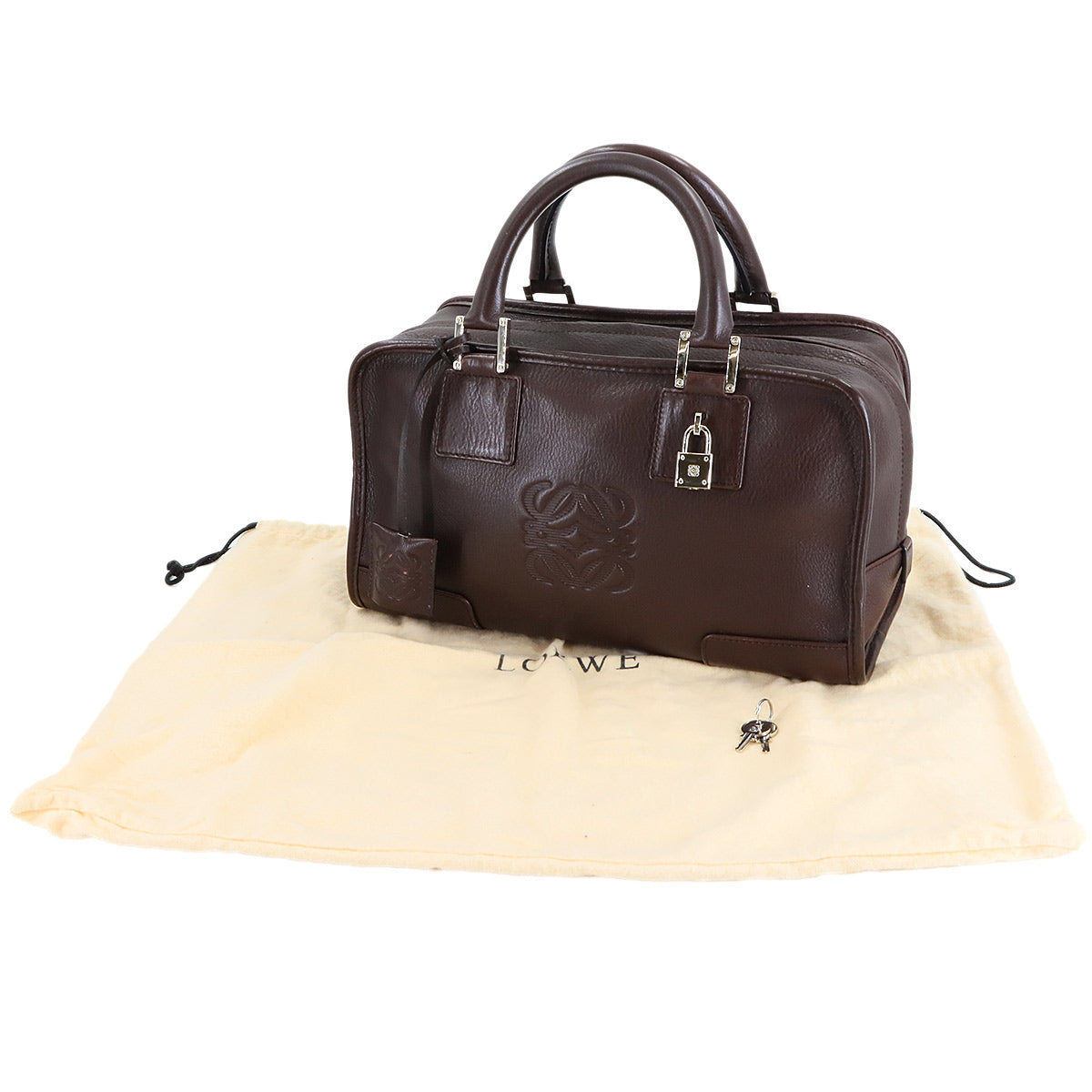 Amazona 28 Hand Bag Leather Brown Anagram Purse