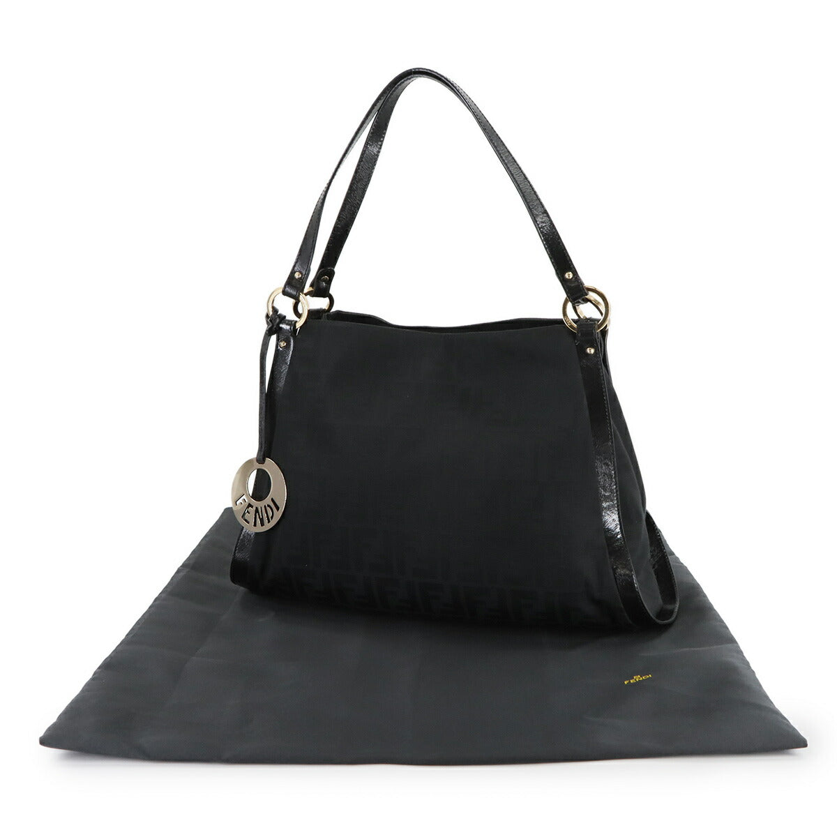 Zucca Shoulder Bag Canvas Leather Black 8BR652