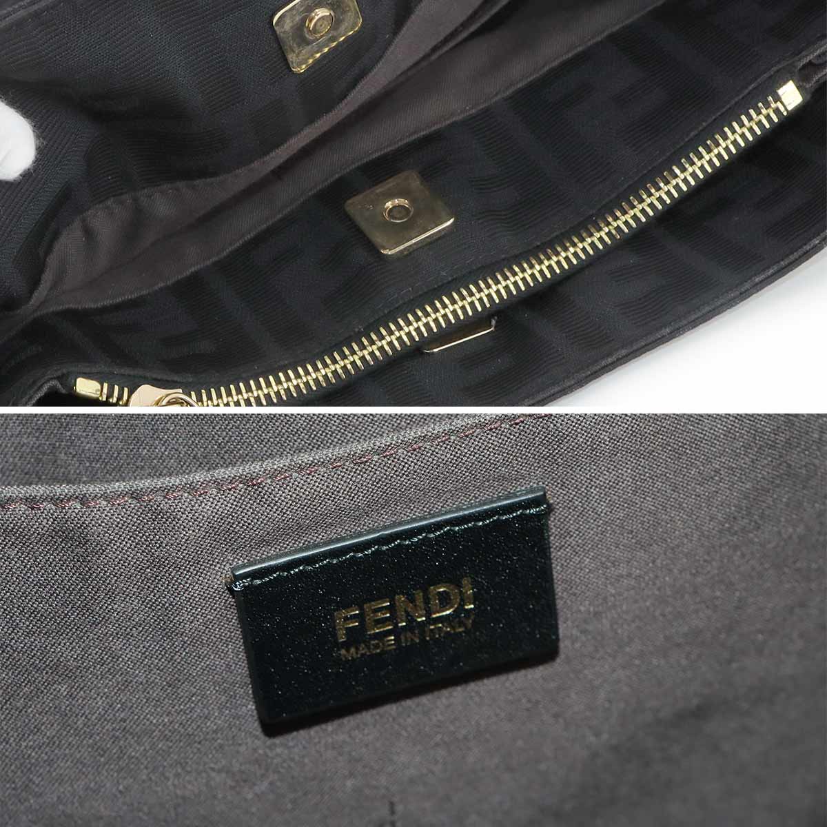 Zucca Shoulder Bag Canvas Leather Black 8BR652