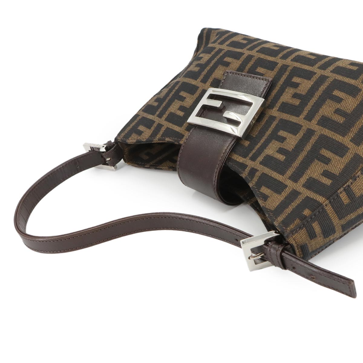 Zucca Shoulder Bag Canvas Leather Brown 16115 Purse