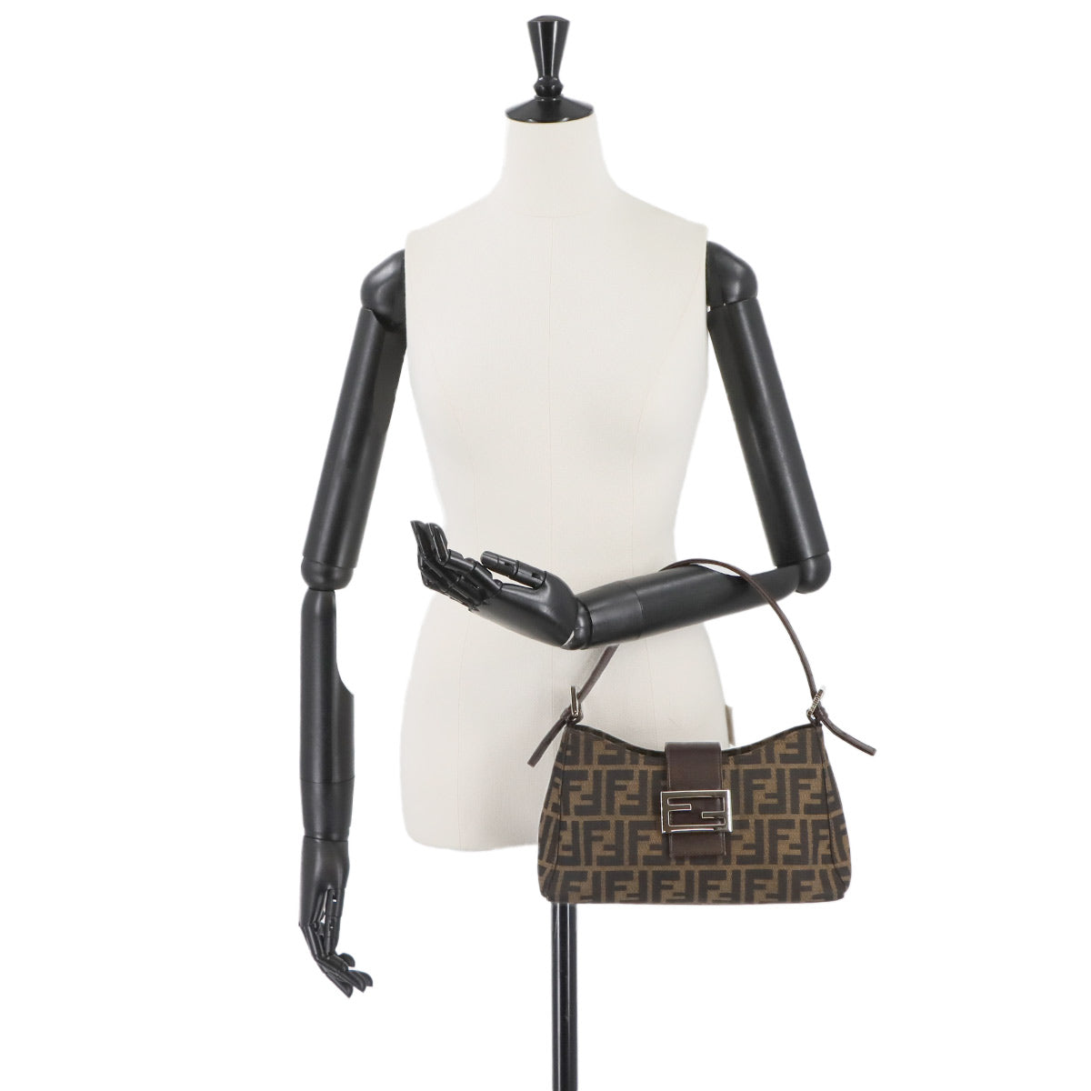 Zucca Shoulder Bag Canvas Leather Brown 16115 Purse