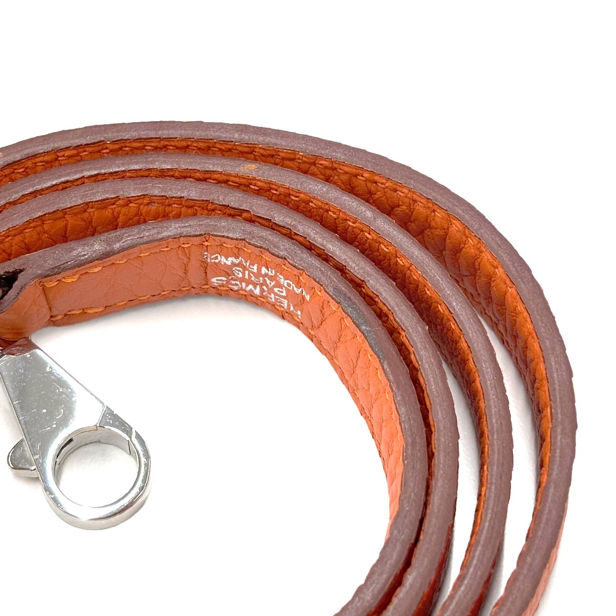 Shoulder Strap Taurillon clemence Leather Orange