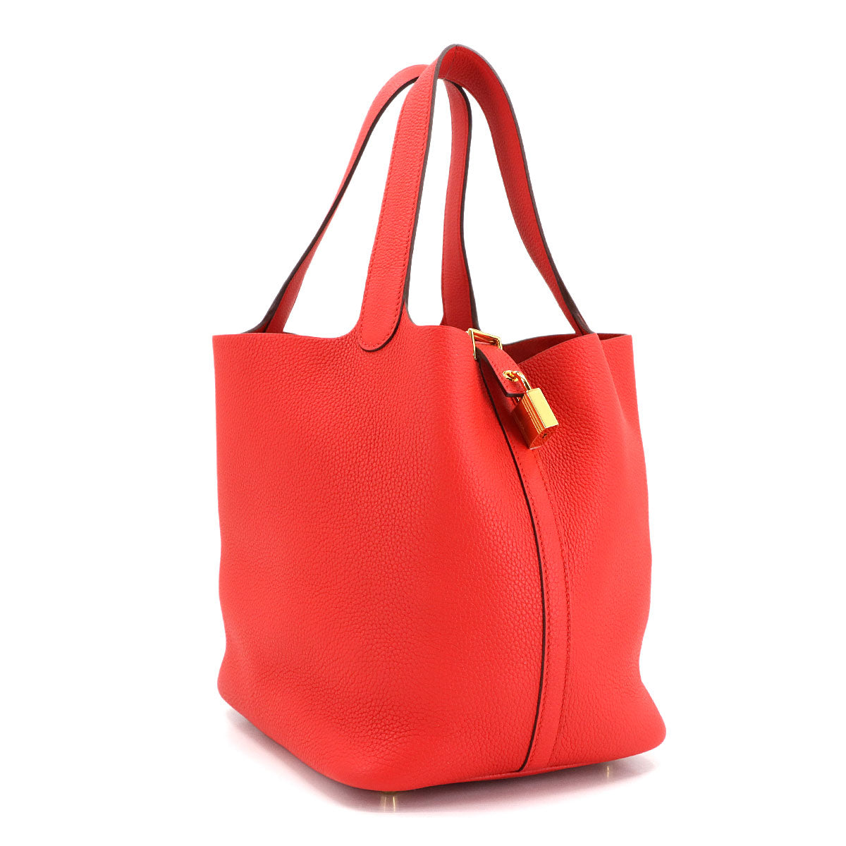 Picotin Lock MM Hand Bag Taurillon Mourice Rouge coeur Purse