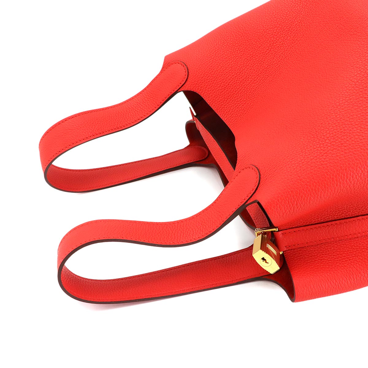 Picotin Lock MM Hand Bag Taurillon Mourice Rouge coeur Purse