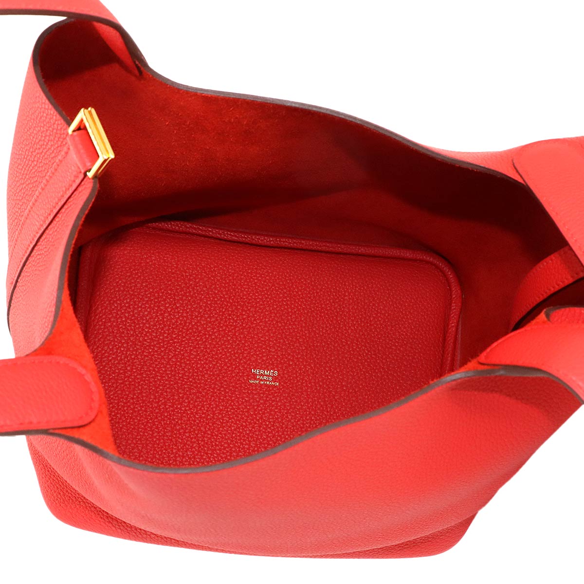 Picotin Lock MM Hand Bag Taurillon Mourice Rouge coeur Purse