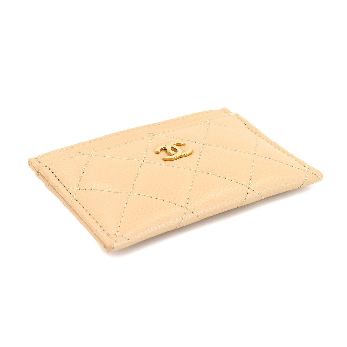 Matelasse Card Case Leather Beige AP0213