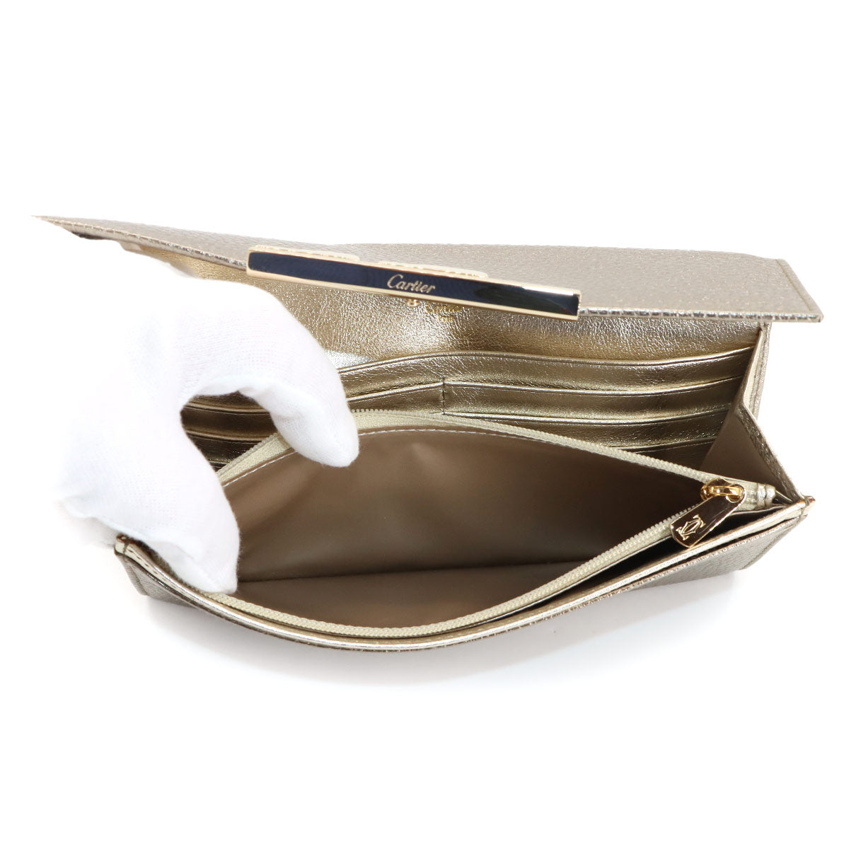 Panthere Art Deco Wallet Leather Bronze L3000969 Bi fold