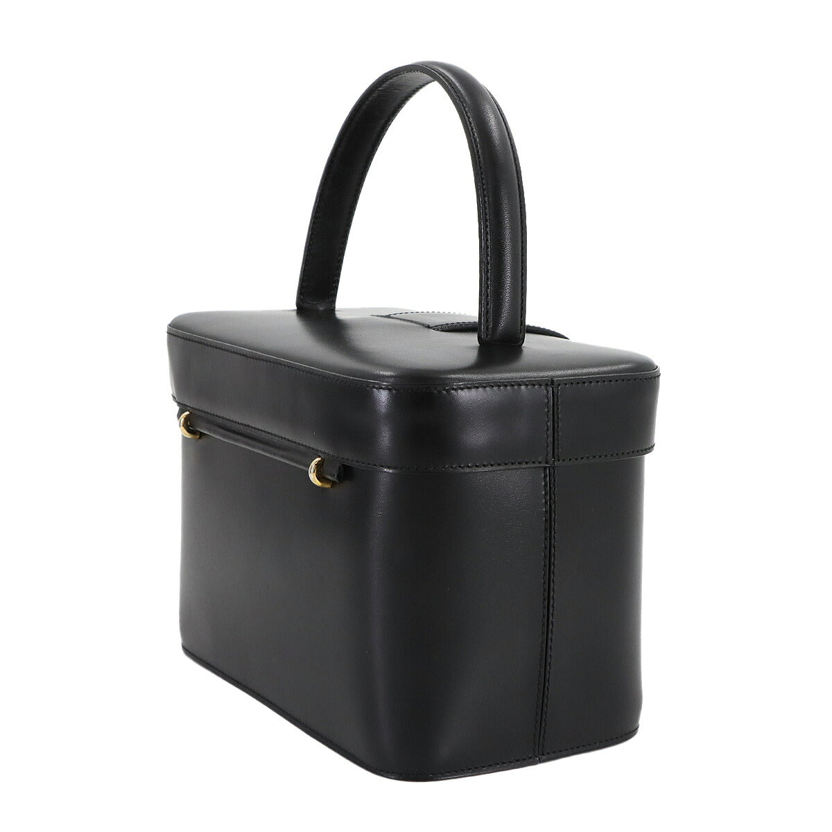 Star Ball Vanity Hand Bag Leather Black Vintage Purse