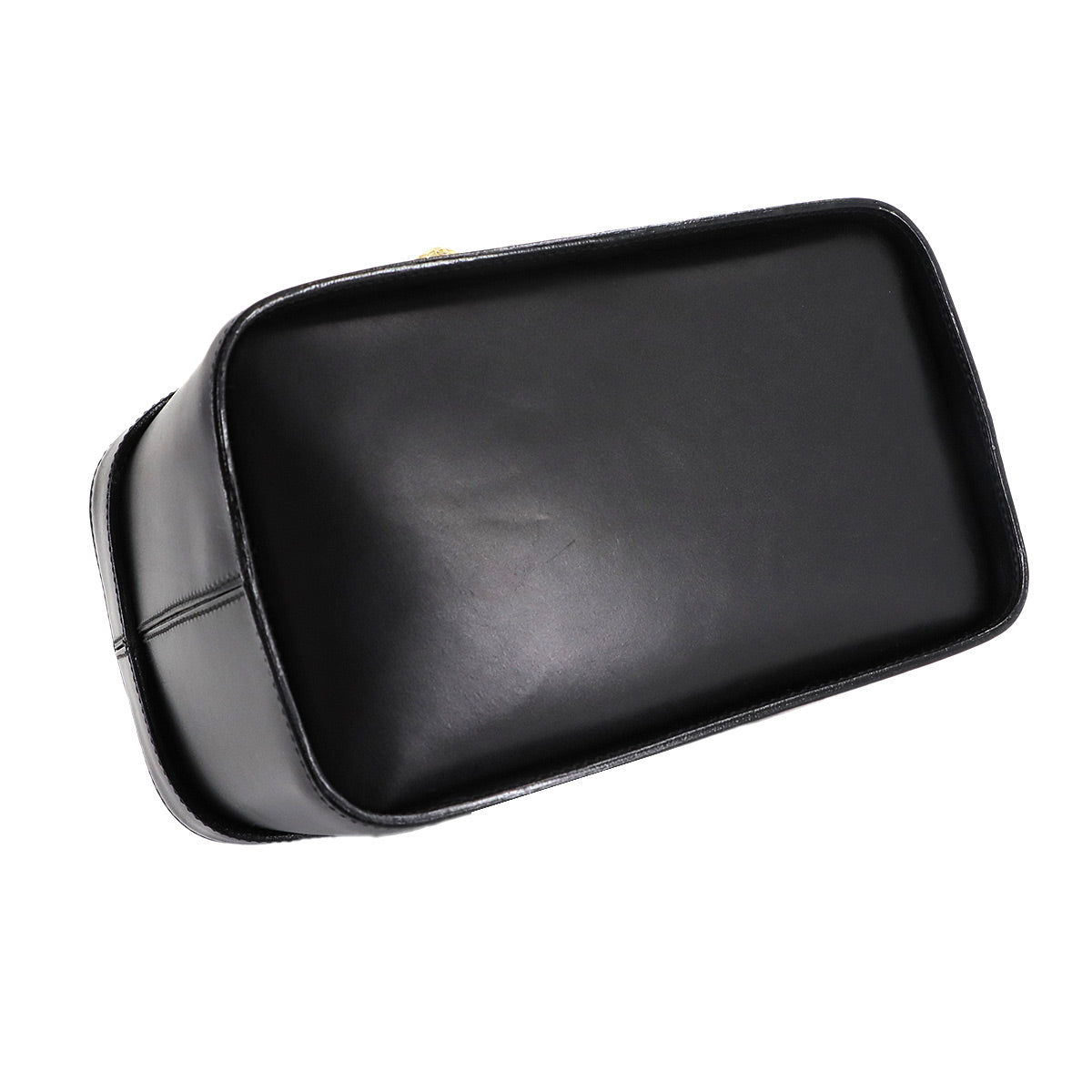 Star Ball Vanity Hand Bag Leather Black Vintage Purse