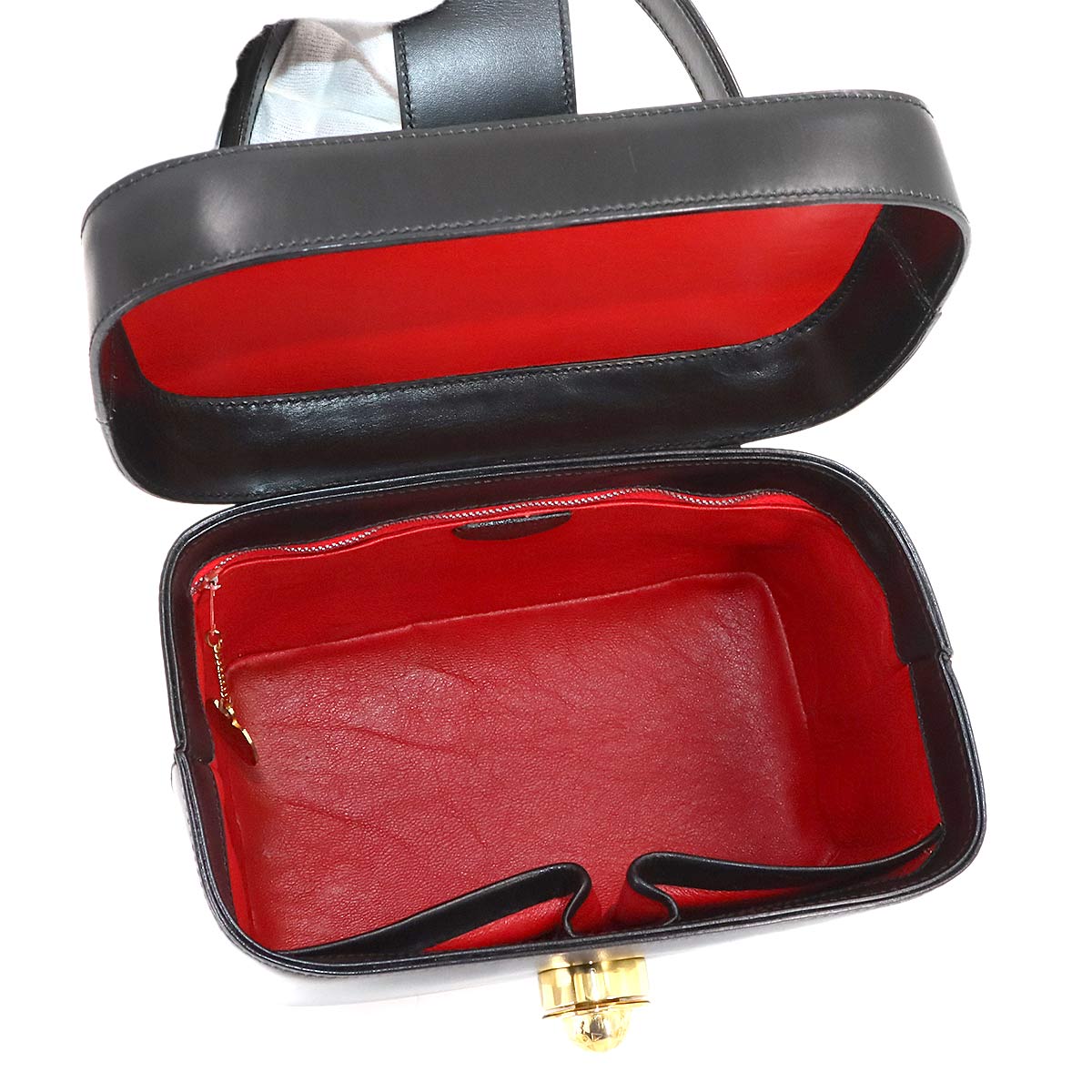 Star Ball Vanity Hand Bag Leather Black Vintage Purse