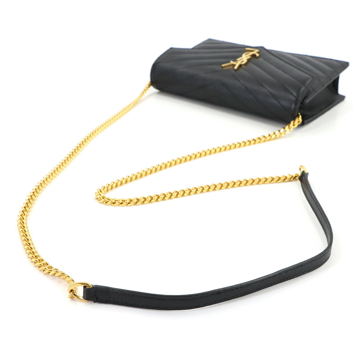 Cassandre Envelope Chain Wallet Leather Black 742920
