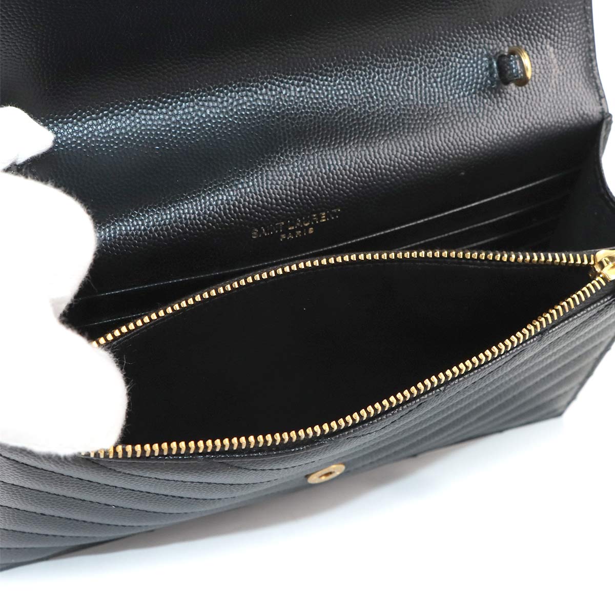 Cassandre Envelope Chain Wallet Leather Black 742920
