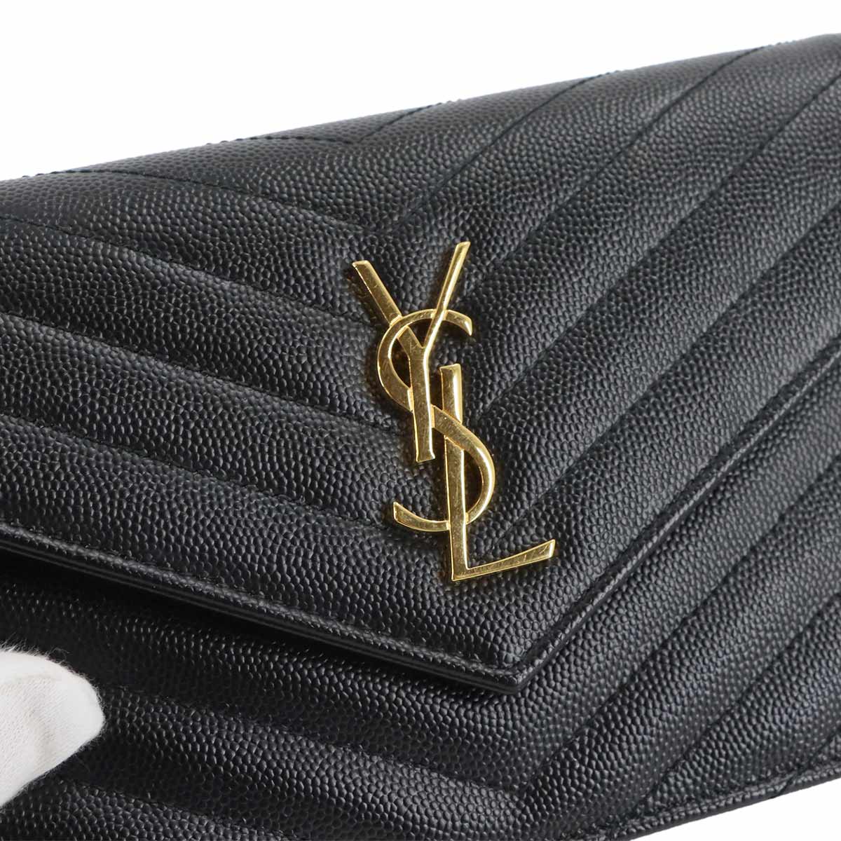 Cassandre Envelope Chain Wallet Leather Black 742920