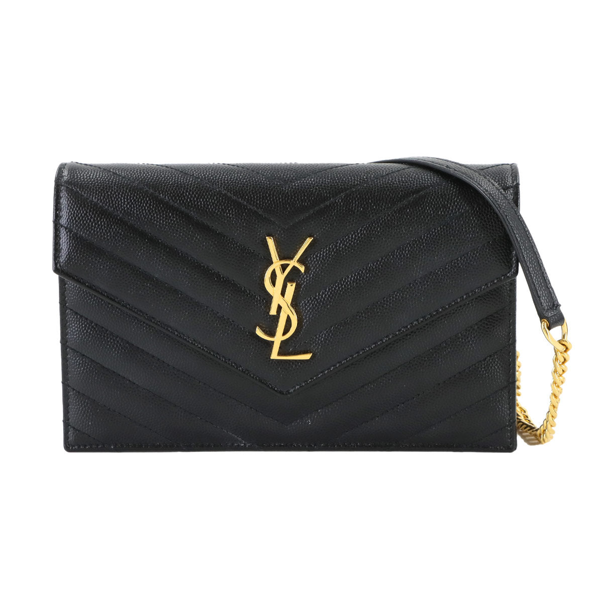 Cassandre Envelope Chain Wallet Leather Black 742920