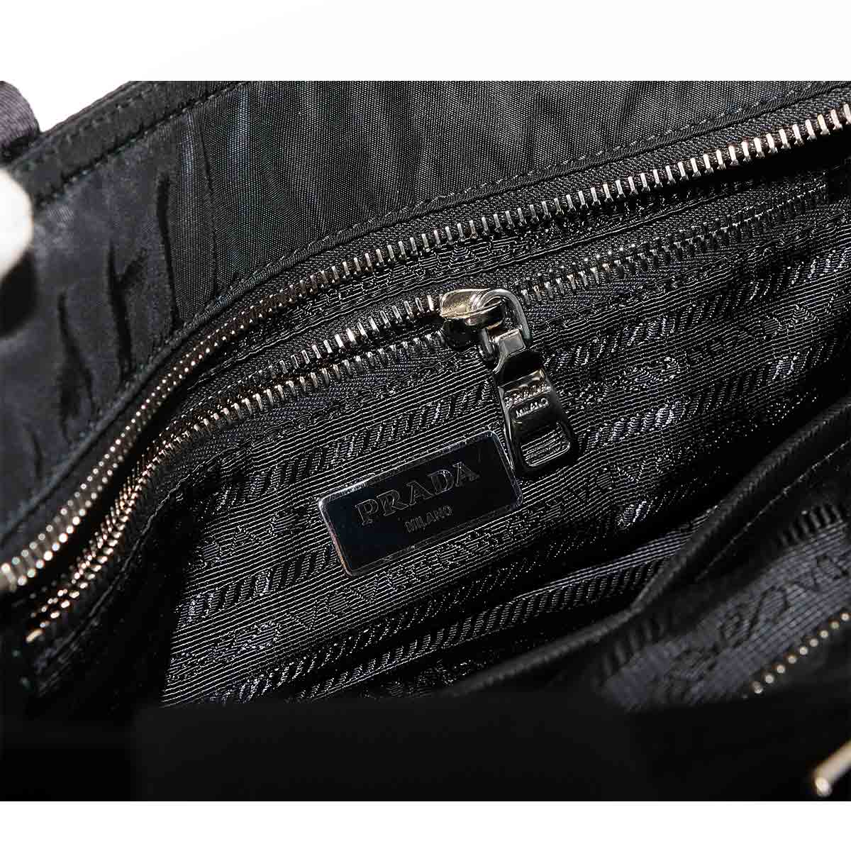 2way Tote Shoulder Bag Nylon Saffiano leather Nero 1BG582 Purse