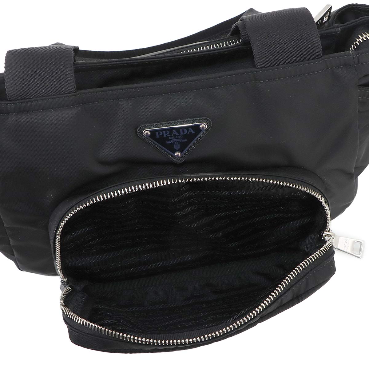 2way Tote Shoulder Bag Nylon Saffiano leather Nero 1BG582 Purse