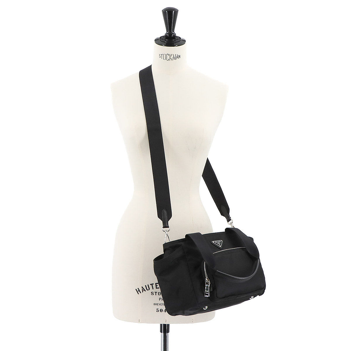 2way Tote Shoulder Bag Nylon Saffiano leather Nero 1BG582 Purse