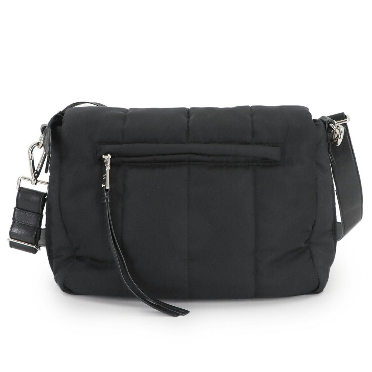 Bomber Shoulder Bag Nylon Leather Nero 1BD048 Black