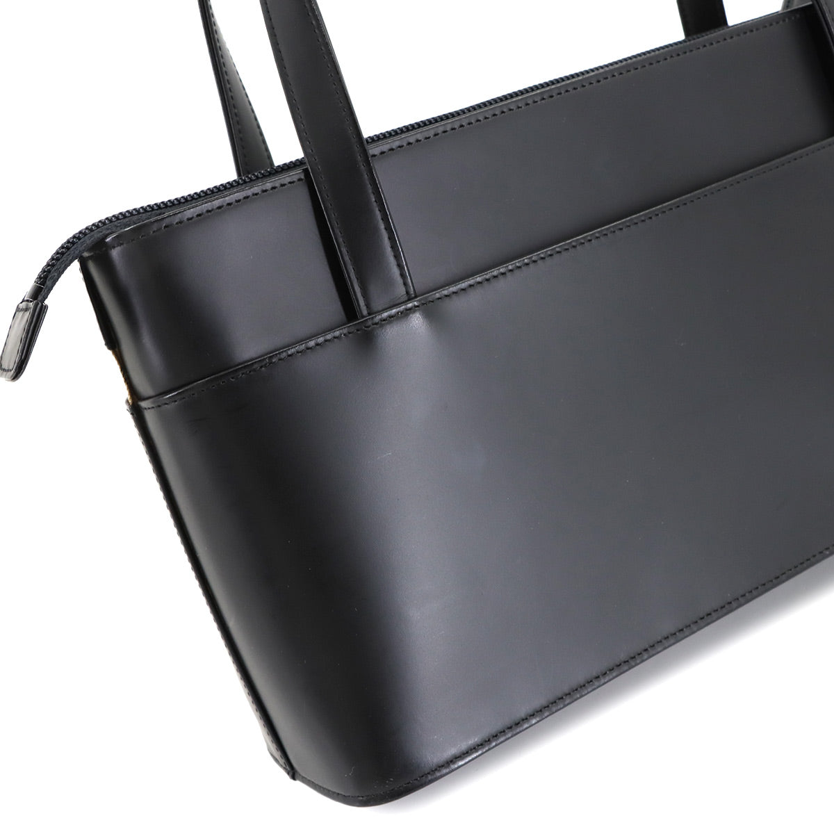 Hand Bag Leather Canvas Black Plaid Purse