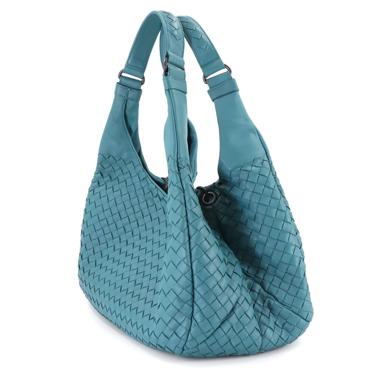 Intrecciato Campana Shoulder Bag Leather Blue