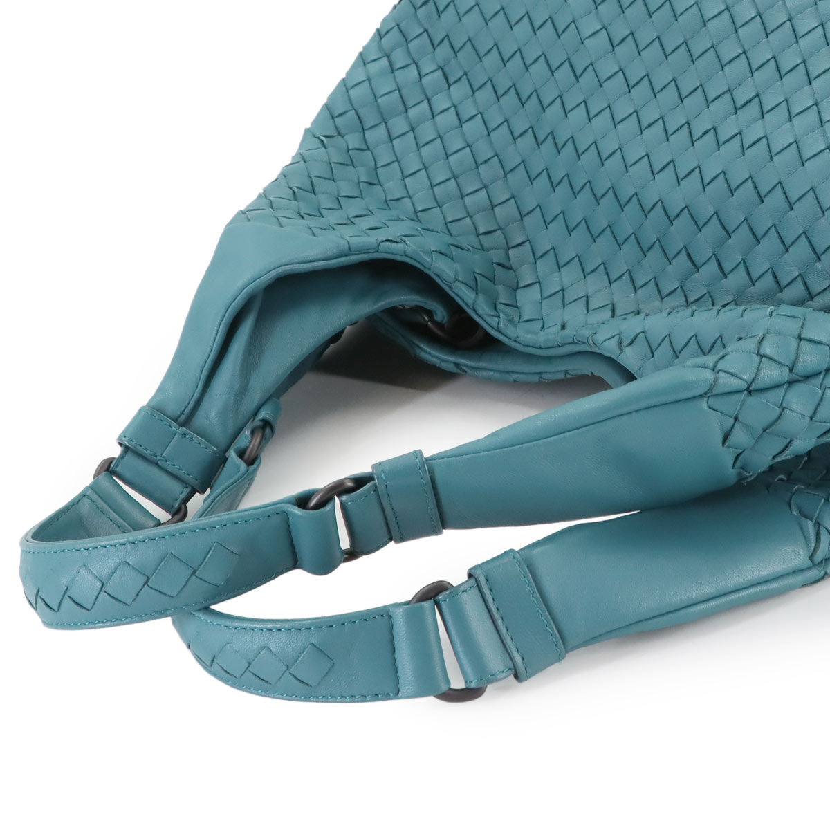 Intrecciato Campana Shoulder Bag Leather Blue