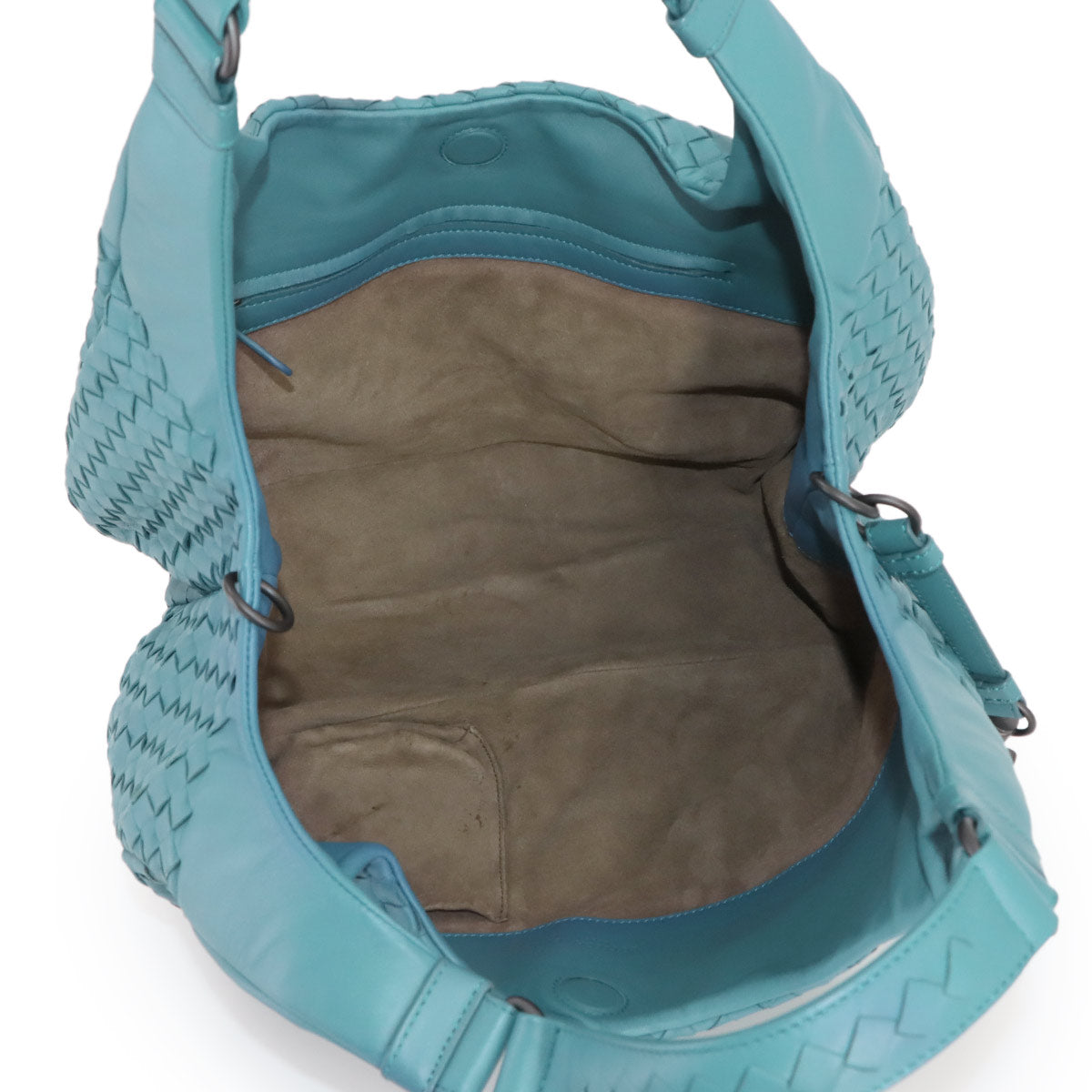 Intrecciato Campana Shoulder Bag Leather Blue