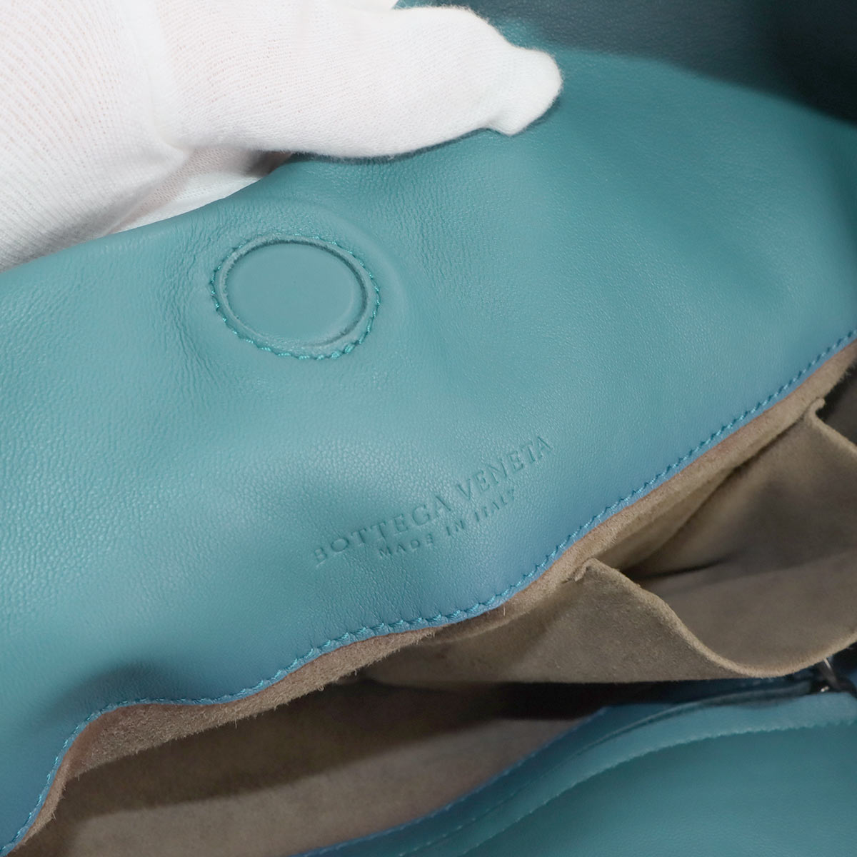 Intrecciato Campana Shoulder Bag Leather Blue