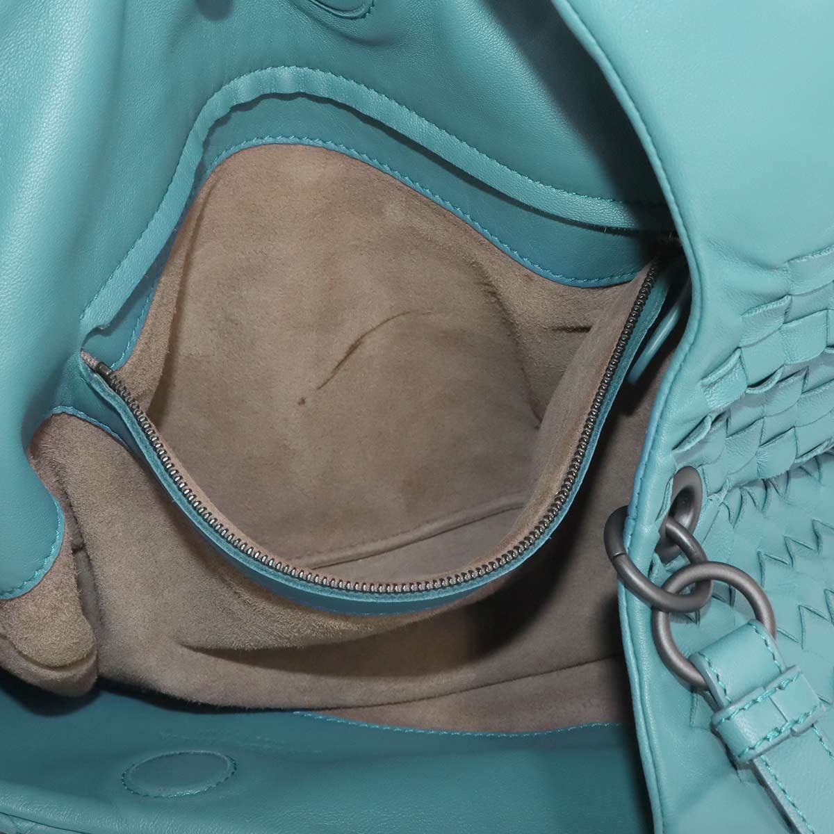 Intrecciato Campana Shoulder Bag Leather Blue