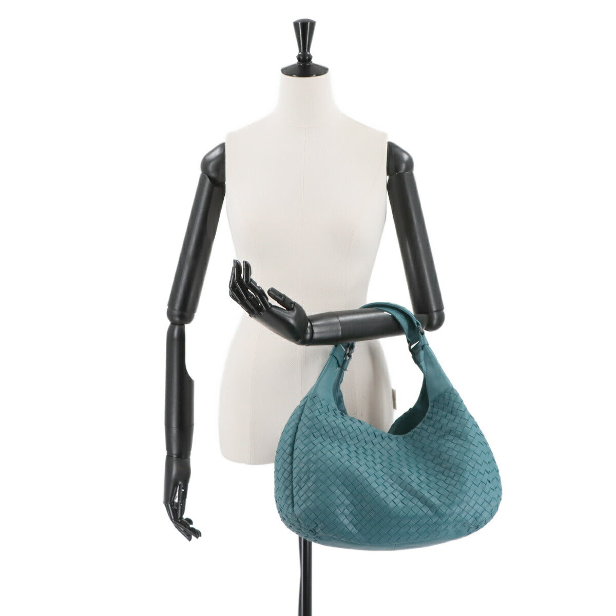 Intrecciato Campana Shoulder Bag Leather Blue