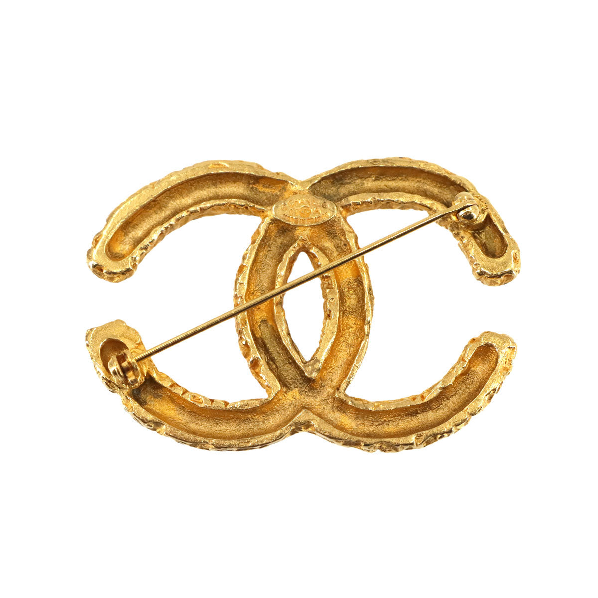 CHANEL Coco Logos Brooch Gold Accessory 93A Vintage