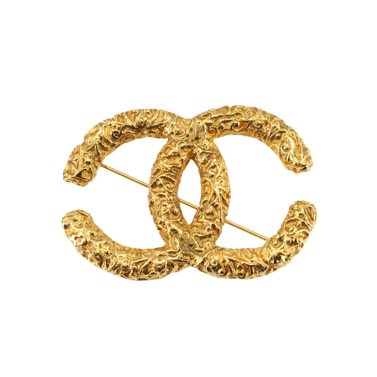 CHANEL Coco Logos Brooch Gold Accessory 93A Vintage