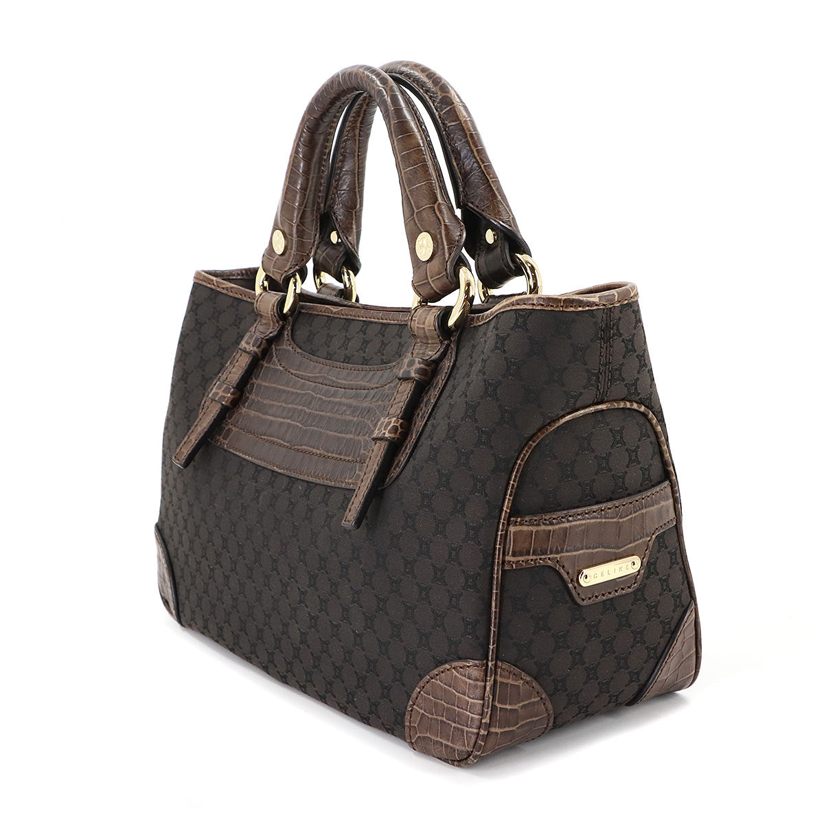 Macadam Boogie Hand Bag Canvas Leather Brown Vintage