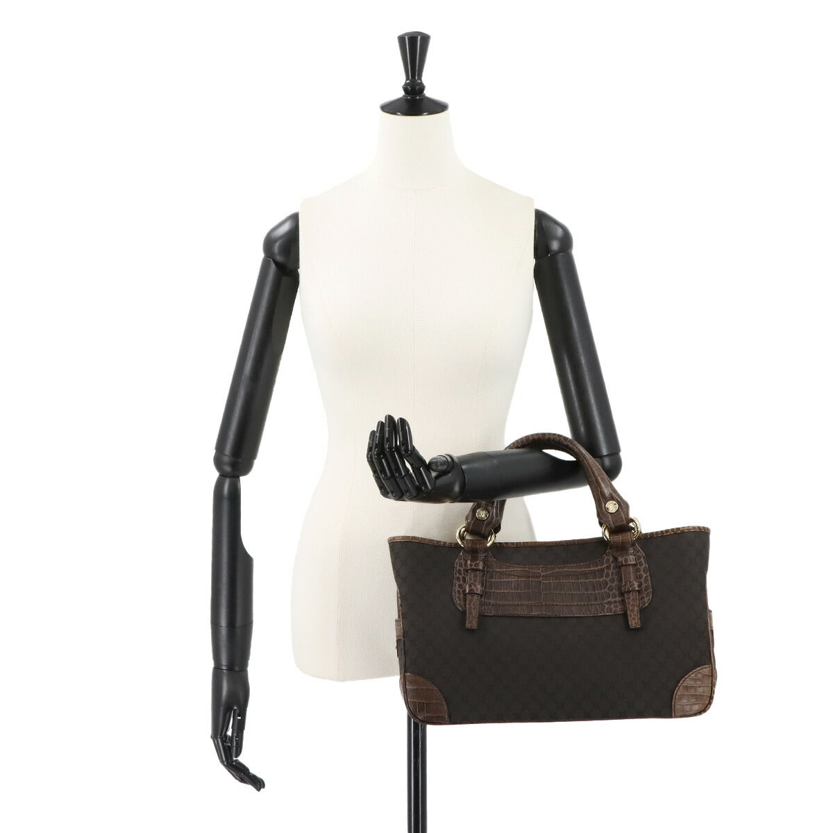 Macadam Boogie Hand Bag Canvas Leather Brown Vintage