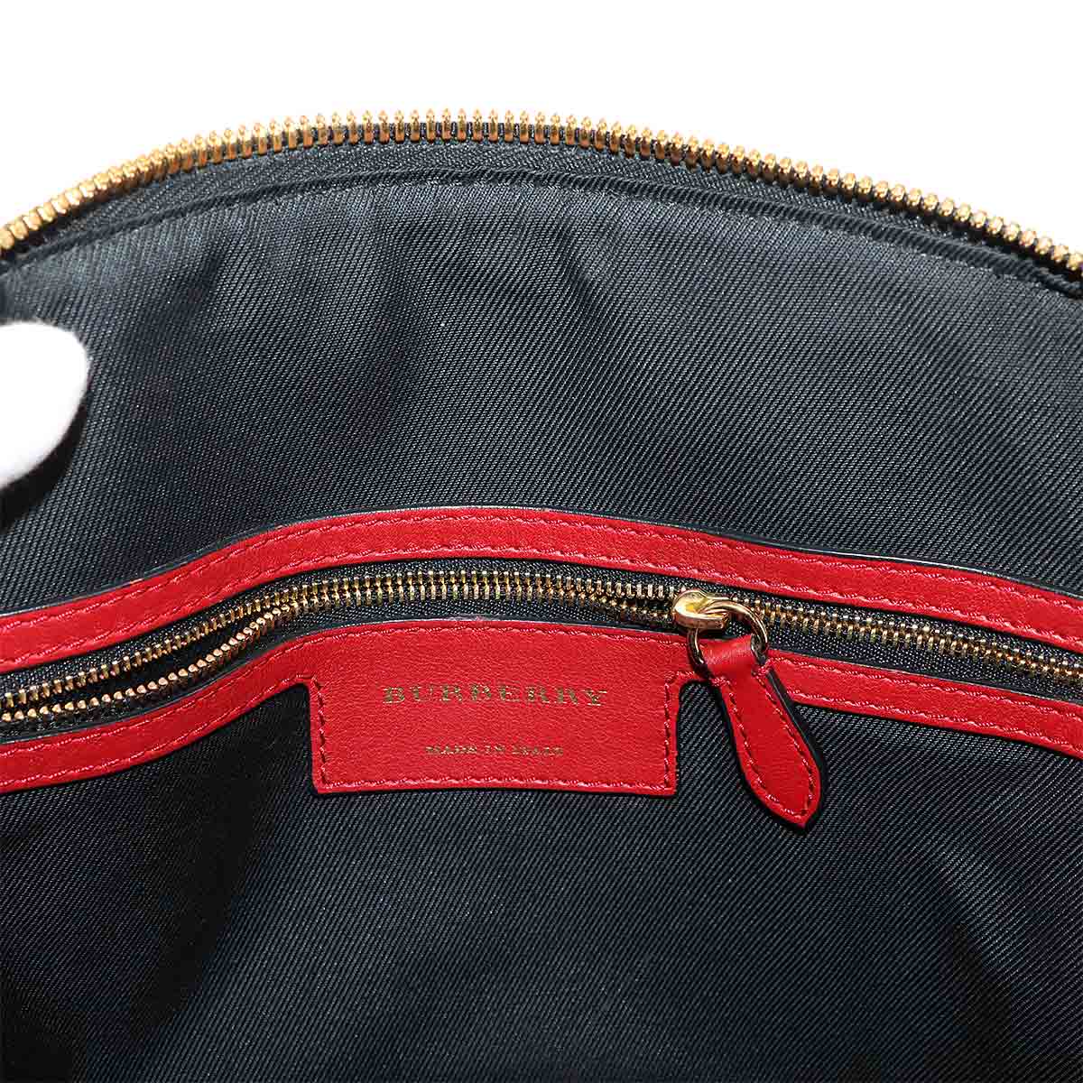 Plaid 2way Hand Shoulder Bag Nylon Leather Beige Red Purse