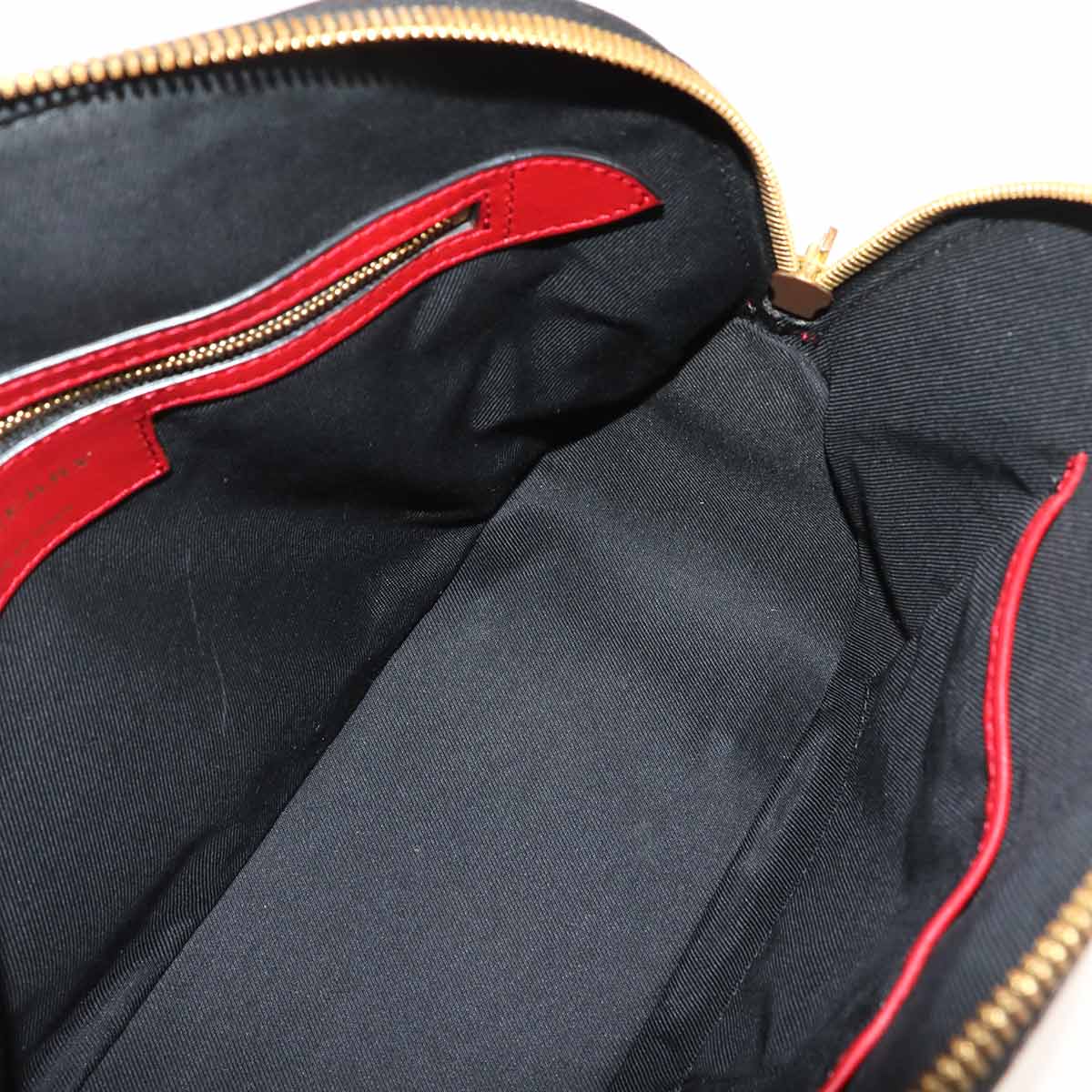 Plaid 2way Hand Shoulder Bag Nylon Leather Beige Red Purse