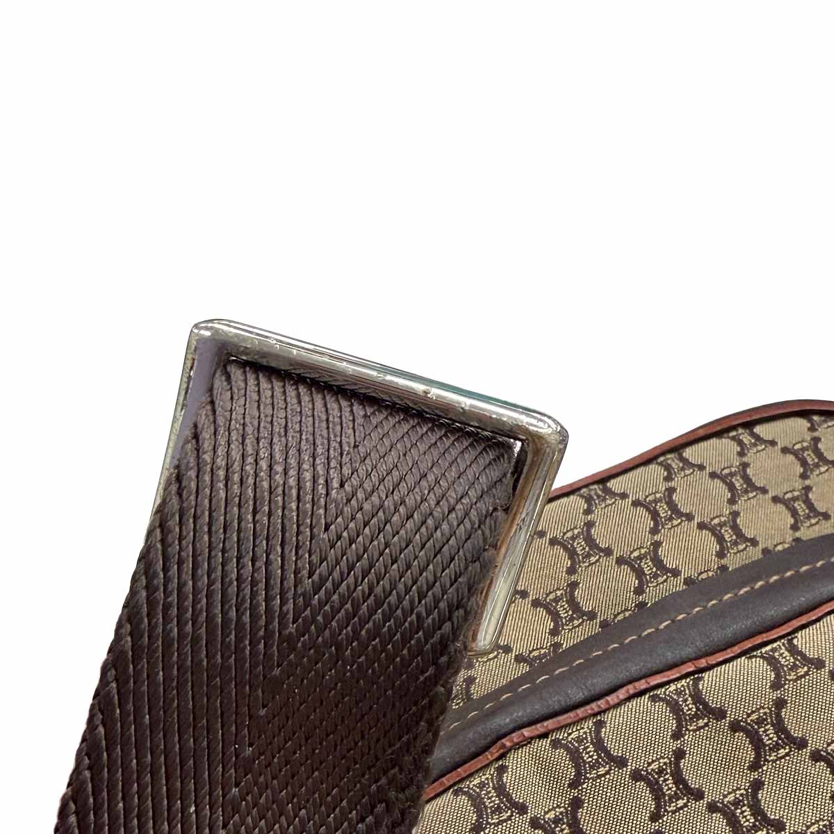 Macadam Shoulder Bag Canvas Leather Beige Brown Purse