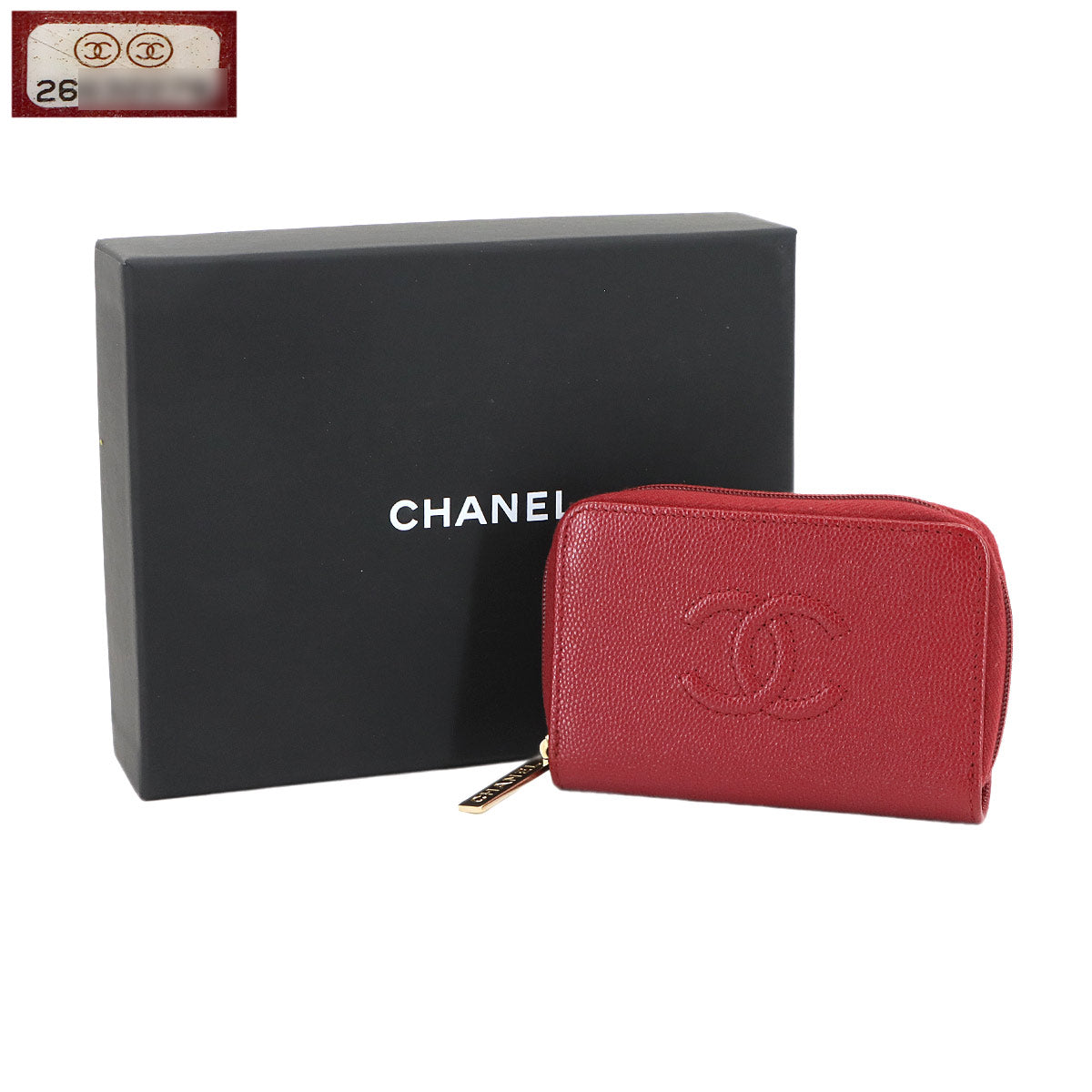 Coin Case Purse Leather Red A68890 Coco Mark