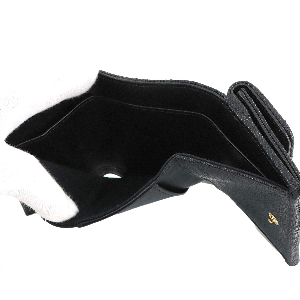 Matelasse Compact Wallet Leather Black AP3081 Heart Spade