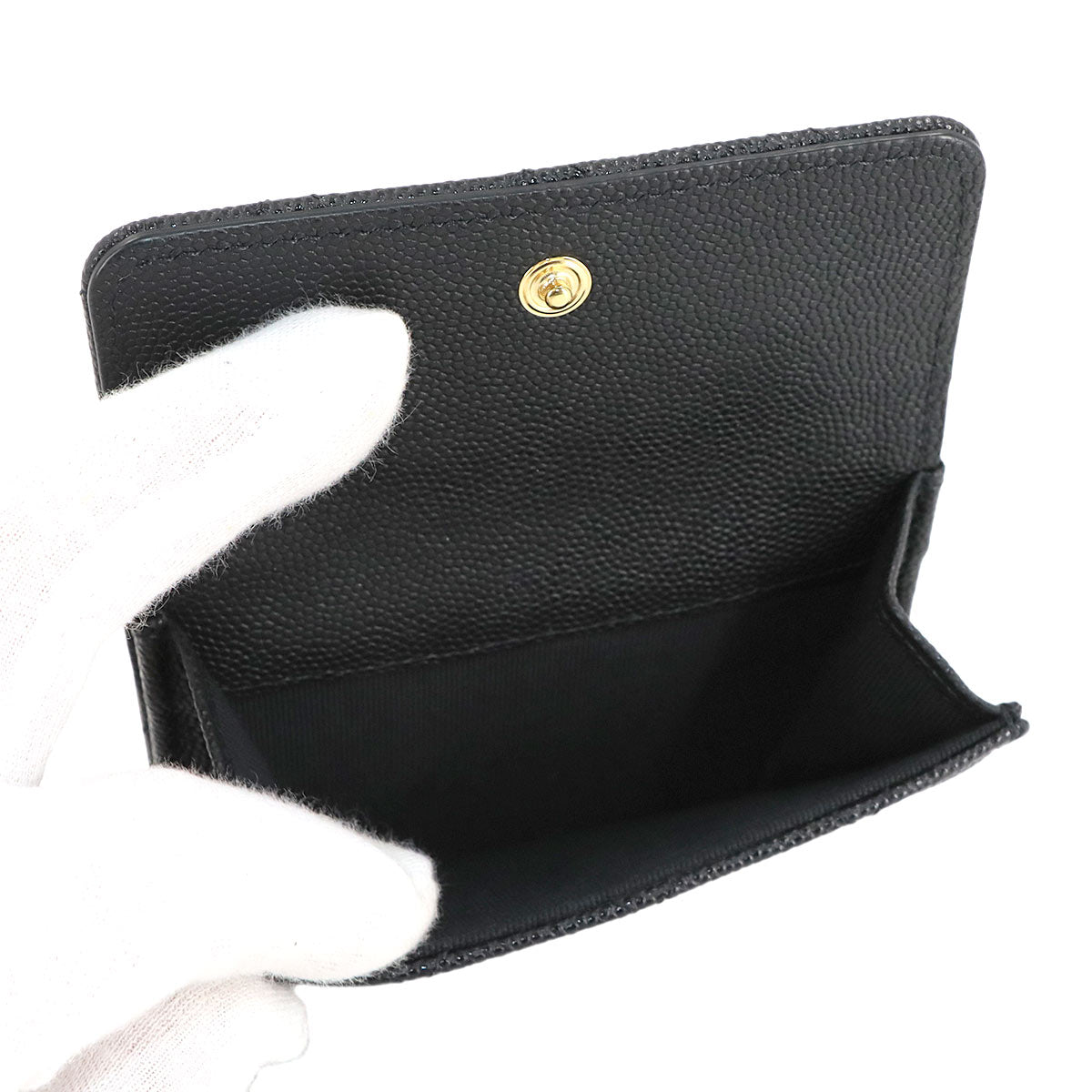 Matelasse Compact Wallet Leather Black AP3081 Heart Spade