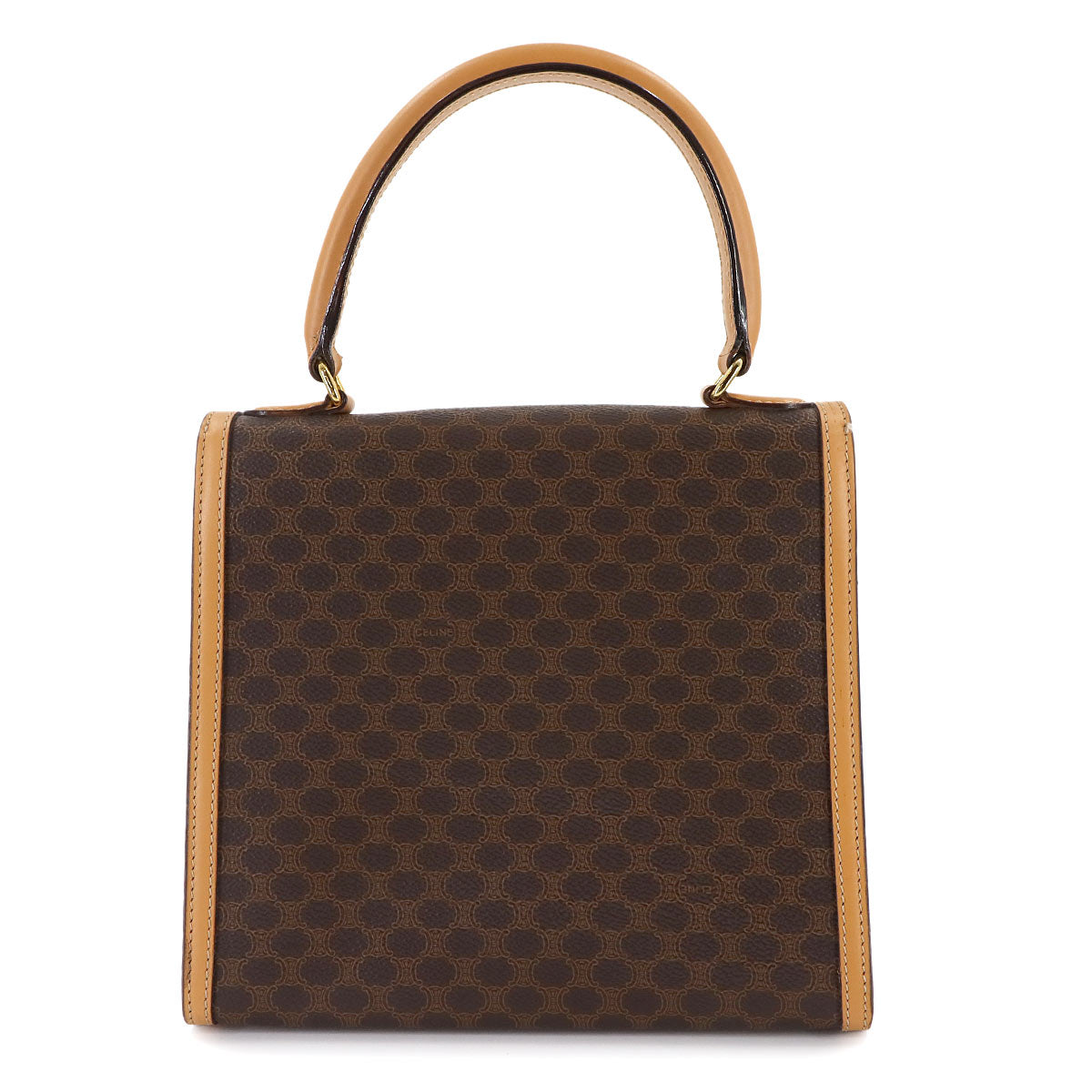 Macadam Gancini Hand Bag PVC Leather Brown Vintage Purse