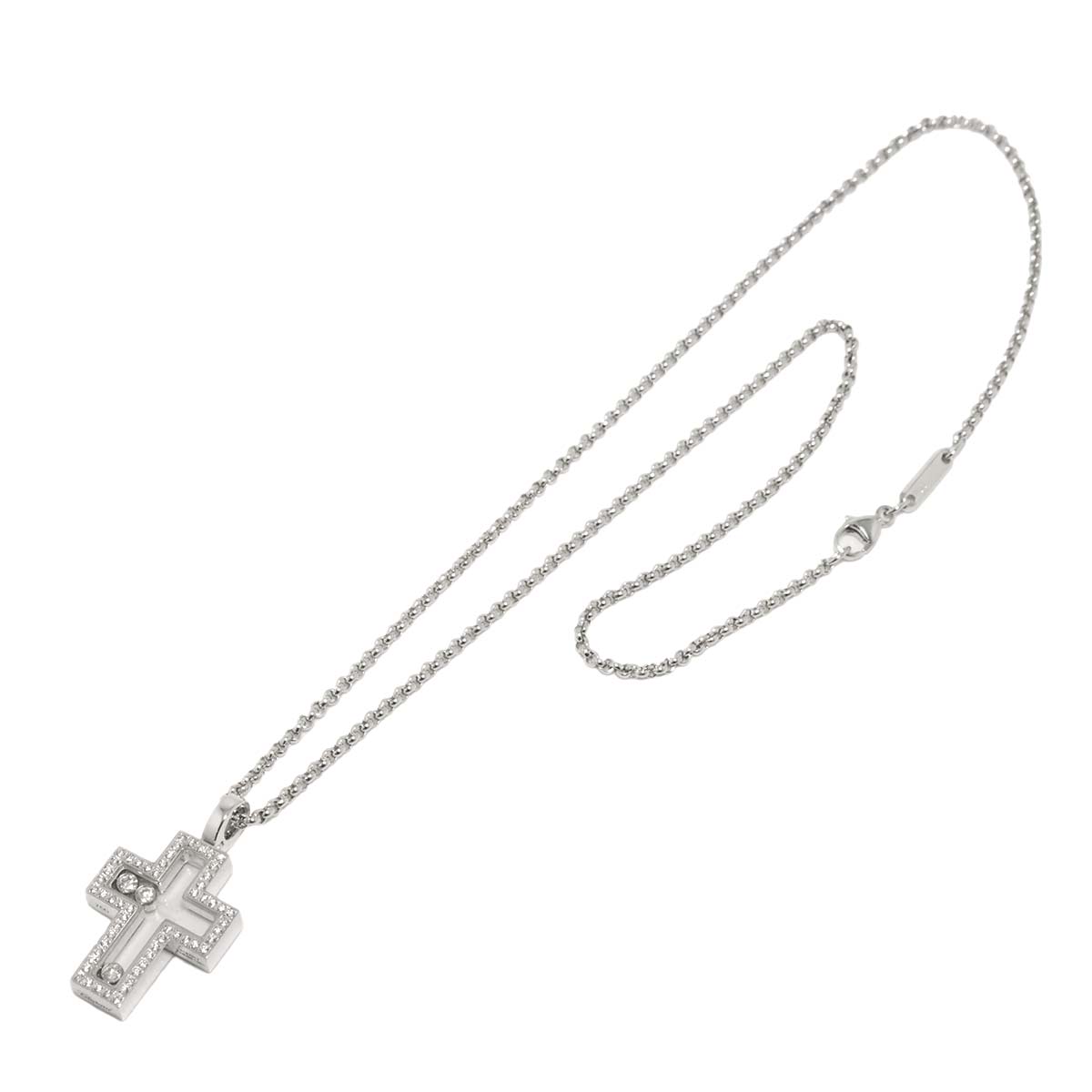 Happy Diamond Cross Necklace 18K White Gold 750