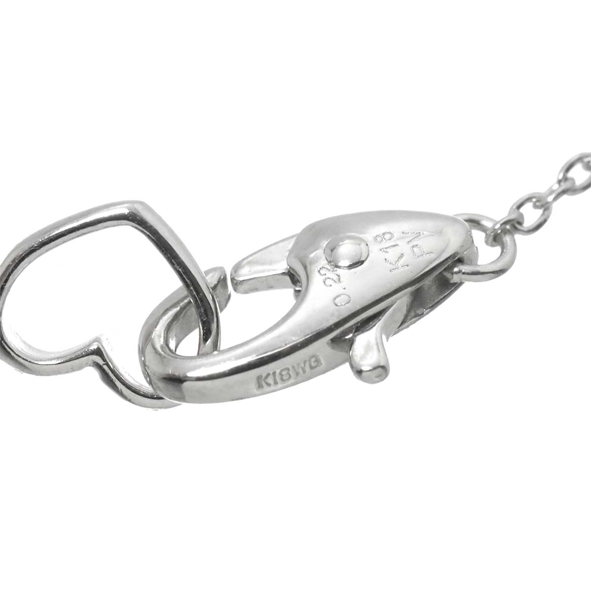 Ribbon Motif Diamond 0.22ct Necklace 18K White Gold 750