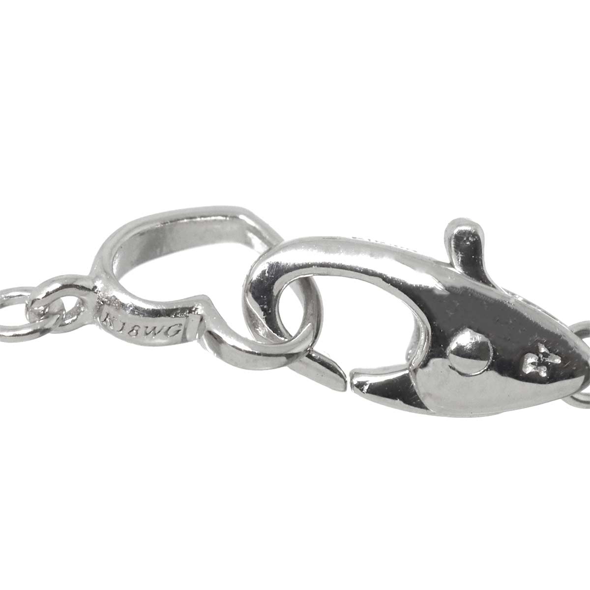 Ribbon Motif Diamond 0.22ct Necklace 18K White Gold 750