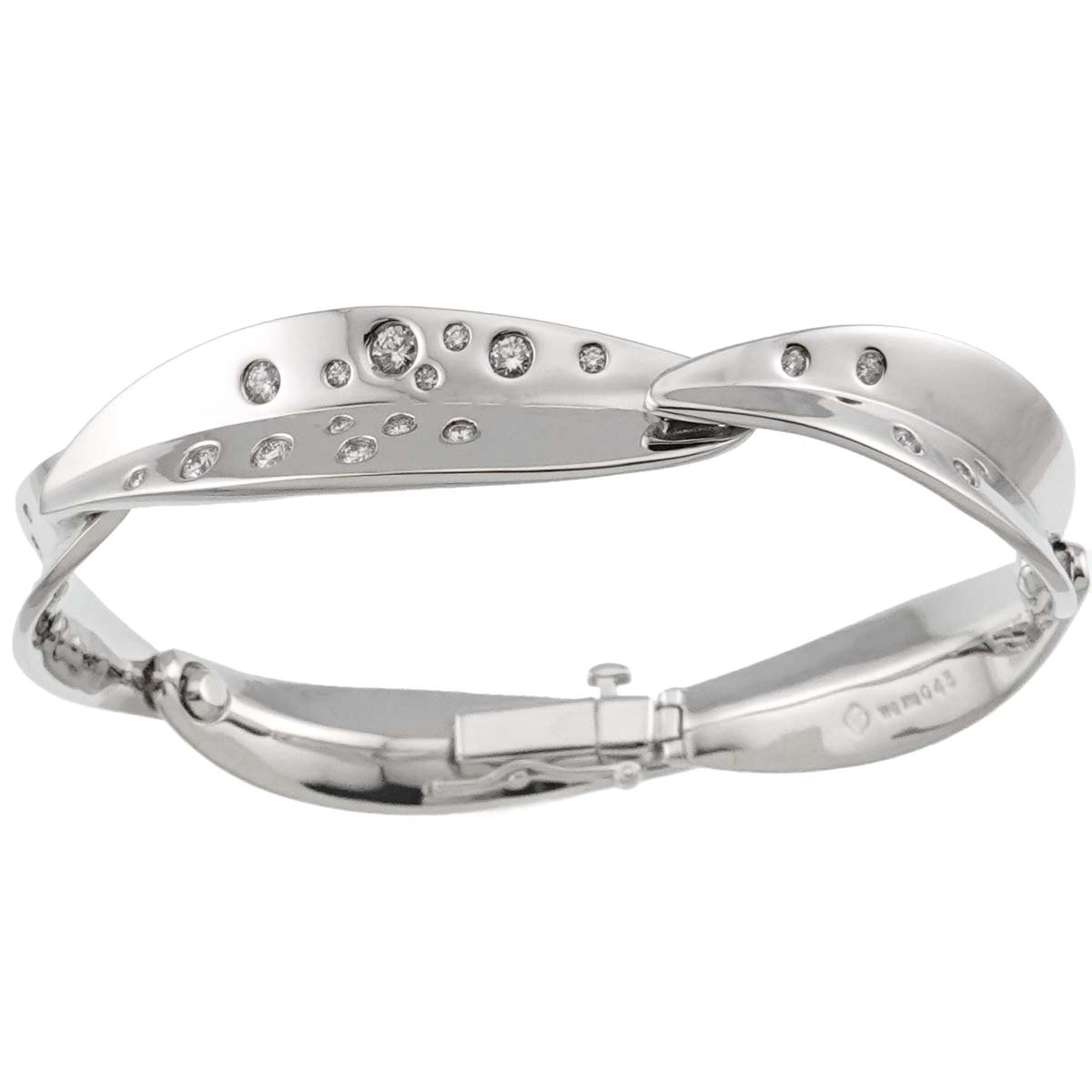 Diamond 0.45ct Bracelet Bangle 18K White Gold 750