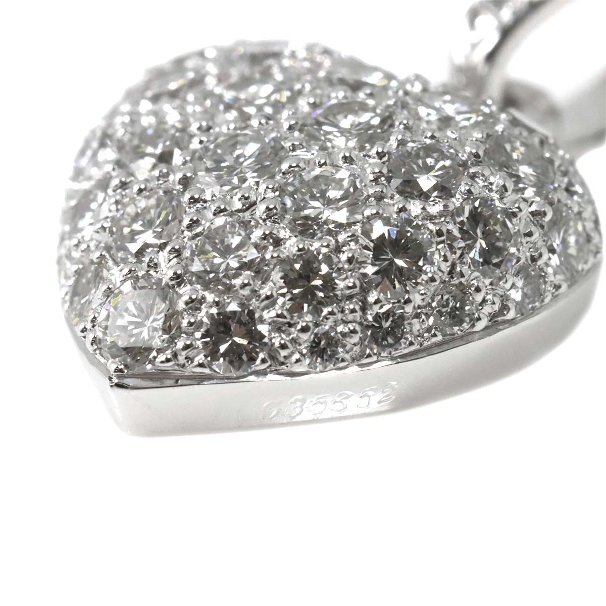 HeartMotif Pave Diamond Pendant Top Charm 18K White Gold 750
