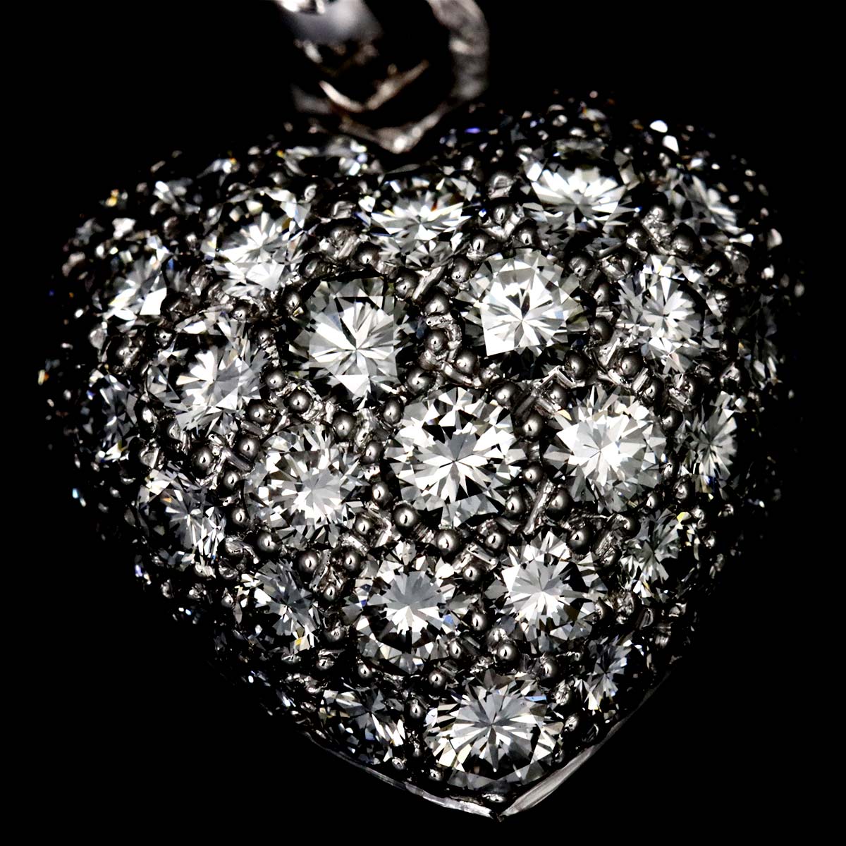 HeartMotif Pave Diamond Pendant Top Charm 18K White Gold 750