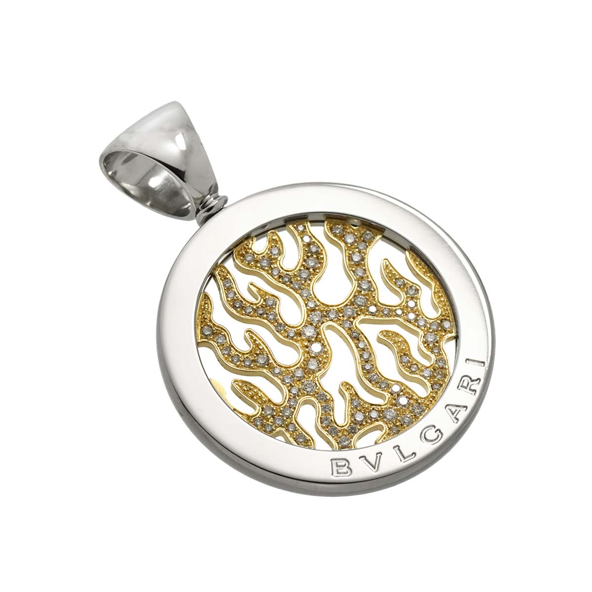 Tondo Fire Diamond Pendant Top 18K YG 750 SS