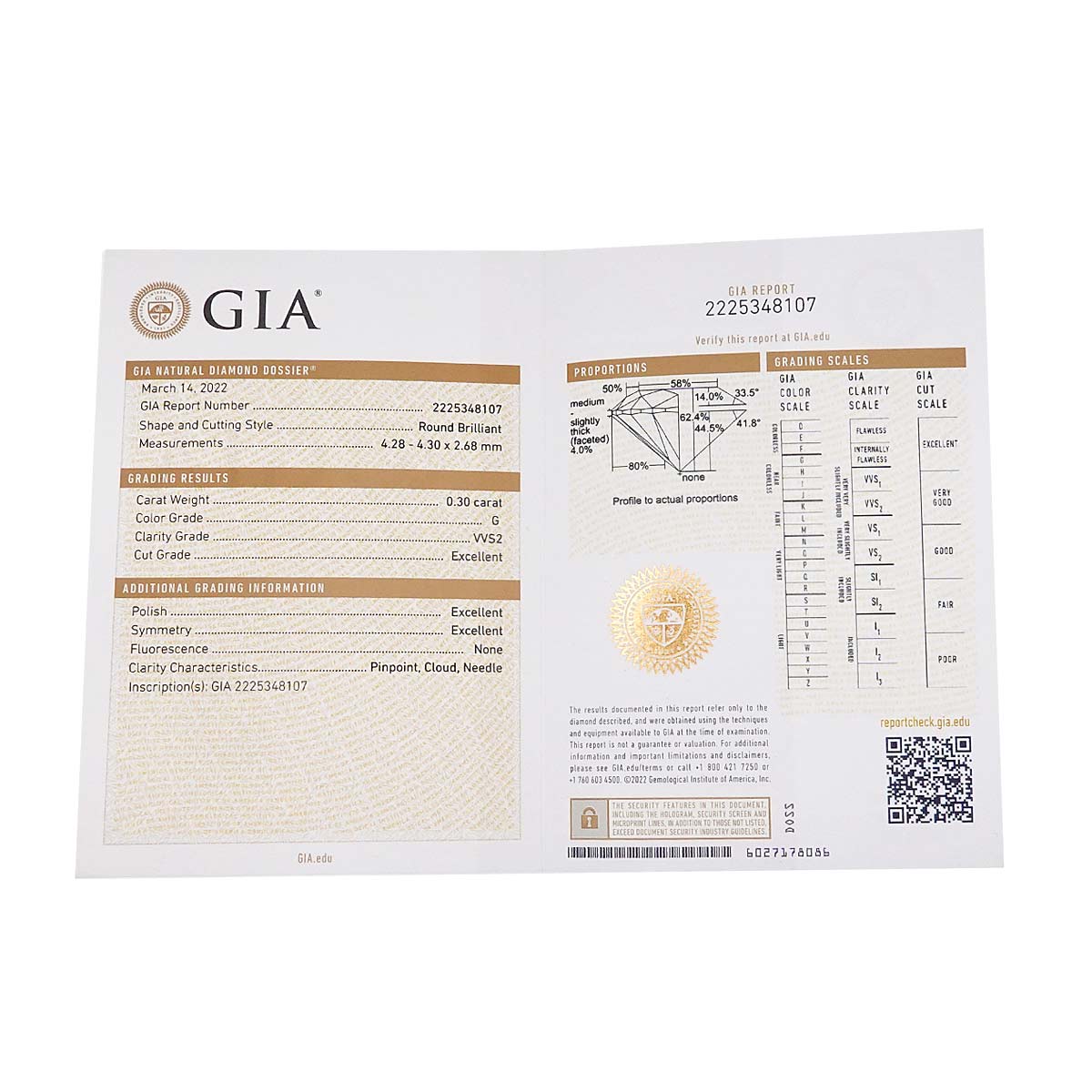 Diamond 0.30ct G/VVS2/3EX Ring Pt Platinum size47 4(US)